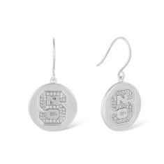 NC State University 1/3ctw Diamond Sterling Silver Circle Drop Earrings 1