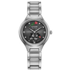 Citizen Eco-Drive Disney Mickey Mouse and Minnie Mouse Tango Stainless Steel Watch 29mm - FE2101-58W
