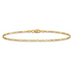 image of 14k Yellow Gold 1.8mm Flat Figaro Chain Bracelet with sku:FFL050B