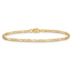 image of 14k Yellow Gold 2.25mm Flat Figaro Chain Anklet with sku:FFL060A