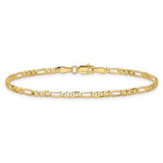 14k Yellow Gold 2.75mm Flat Figaro Chain Bracelet