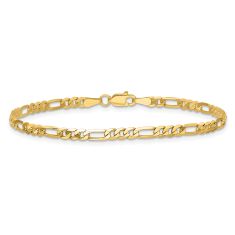 14k Yellow Gold 3mm Flat Figaro Chain Bracelet