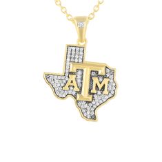 Texas A&M University 1/3ctw Diamond Gold-Plated Pendant Necklace 1