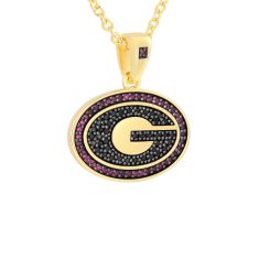 University of Georgia Created Ruby and Black Spinel Gold-Plated Pendant Necklace 1