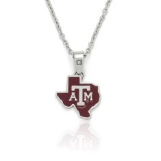 Texas A&M Stainless Steel and Enamel Diamond Accent Pendant Necklace 1