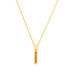 University of Nebraska Diamond Accent Yellow Ion-Plated Stainless Steel and Enamel Pendant Necklace 1