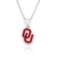 University of Oklahoma Stainless Steel and Enamel Diamond Accent Pendant Necklace 1