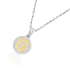 NC State University Two-Tone Stainless Steel Diamond Accent Pendant Necklace