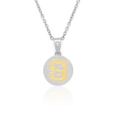 NC State University Two-Tone Stainless Steel Diamond Accent Pendant Necklace NC State University Two-Tone Stainless Steel Diamond Accent Pendant Necklace