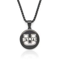 Men's Utah State University Black Ion-Plated Stainless Steel Pendant Necklace 1
