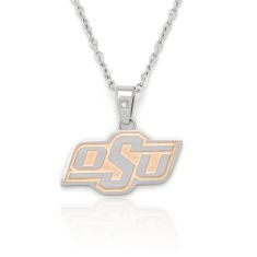 Oklahoma State University Two-Tone Stainless Steel Diamond Accent Pendant Necklace 1