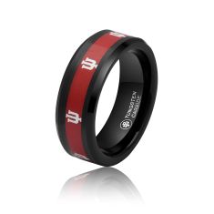Indiana Hoosiers 8mm Black Tungsten Carbide Ring