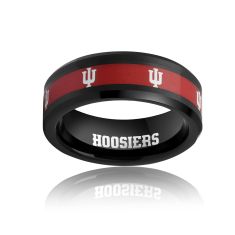 Indiana Hoosiers 8mm Black Tungsten Carbide Ring Indiana Hoosiers 8mm Black Tungsten Carbide Ring