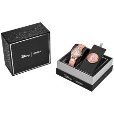 Citizen Eco-Drive Disney Princess Belle Eternal Beauty White Dial Pink Leather Strap Watch 29.5mm - GA1083-43D