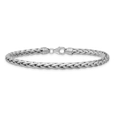Men's 14k White Gold 5mm Fancy Wheat Chain Bracelet