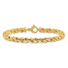 Men's 14k Yellow Gold 6mm Fancy Twist Chain Bracelet