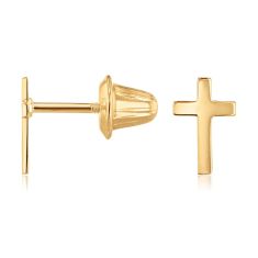 Child's 14k Yellow Gold Cross Stud Earrings 1