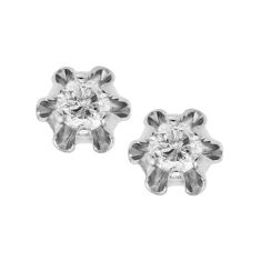 Child's 1/12ctw Diamond 14k White Gold Stud Earrings