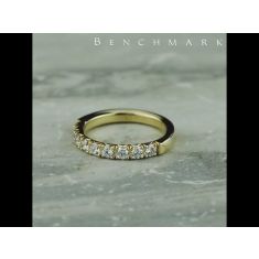 3/4ctw Round Diamond Butterfly Prong Yellow Gold Wedding Band 3mm
