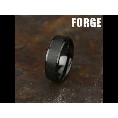 Black Titanium Swirl Center Drop Edge Comfort Fit Wedding Band 7mm