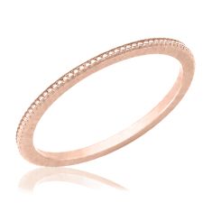 14k Rose Gold 1mm Beaded Knife-Edge Wedding Band 14k Rose Gold 1mm Beaded Knife-Edge Wedding Band