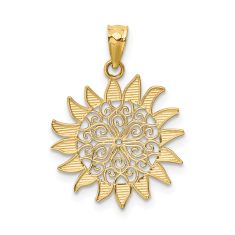 14k Yellow Gold Filigree Sun Pendant