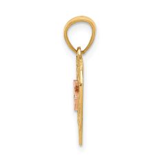 14k Two-Tone Diamond-Cut Quinceanera Pendant