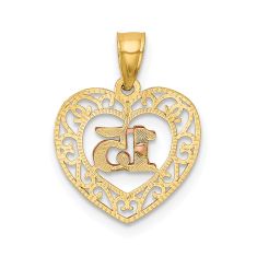 14k Two-Tone Diamond-Cut Quinceanera Pendant