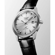 Longines Ultra-Chron Classic Automatic Silver Dial Black Leather Strap Watch 40mm - L29374722