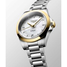 Longines Conquest Automatic Diamond Mother-of-Pearl Dial Stainless Steel Watch 34mm - L34305806