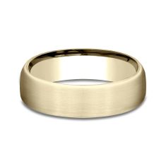 14k Yellow Gold 6.5mm Satin Finish Comfort Fit Wedding Band