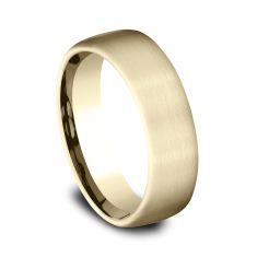 14k Yellow Gold 6.5mm Satin Finish Comfort Fit Wedding Band