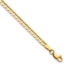 14k Yellow Gold 3mm Concave Curb Chain Bracelet