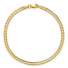 14k Yellow Gold 3mm Concave Curb Chain Bracelet