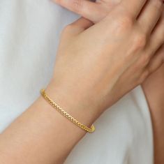 14k Yellow Gold 3mm Concave Curb Chain Bracelet