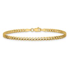 14k Yellow Gold 3mm Concave Curb Chain Bracelet