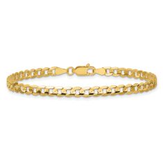 14k Yellow Gold 3.8mm Concave Curb Chain Bracelet