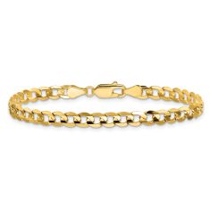 14k Yellow Gold 4.5mm Concave Curb Chain Bracelet 1