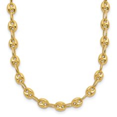 14k Yellow Gold 5mm Puffed Mariner Link Chain Necklace 1