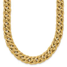 14k Yellow Gold 8mm Textured Curb Link Chain Necklace 1