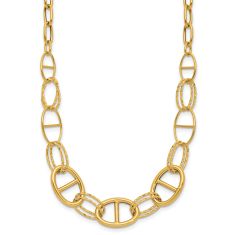 14k Yellow Gold 12mm Diamond-Cut Anchor Link Necklace 1