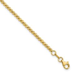 14k Yellow Gold 2.5mm Diamond-Cut Beaded Bracelet