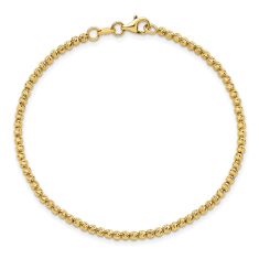 14k Yellow Gold 2.5mm Diamond-Cut Beaded Bracelet