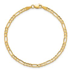 14k Yellow Gold 3mm Concave Open Figaro Chain Bracelet