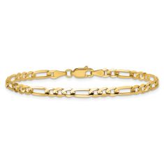 14k Yellow Gold 4mm Concave Open Figaro Chain Bracelet 1