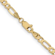 14k Yellow Gold 4mm Concave Open Figaro Chain Necklace