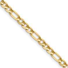 14k Yellow Gold 4mm Concave Open Figaro Chain Necklace