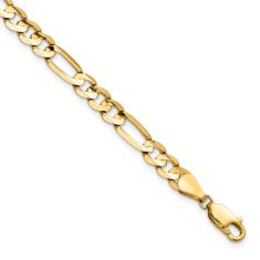 14k Yellow Gold 5.5mm Concave Open Figaro Chain Bracelet