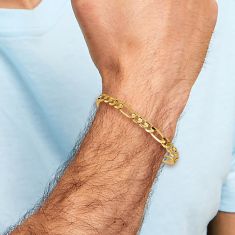14k Yellow Gold 5.5mm Concave Open Figaro Chain Bracelet