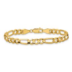 14k Yellow Gold 5.5mm Concave Open Figaro Chain Bracelet 1